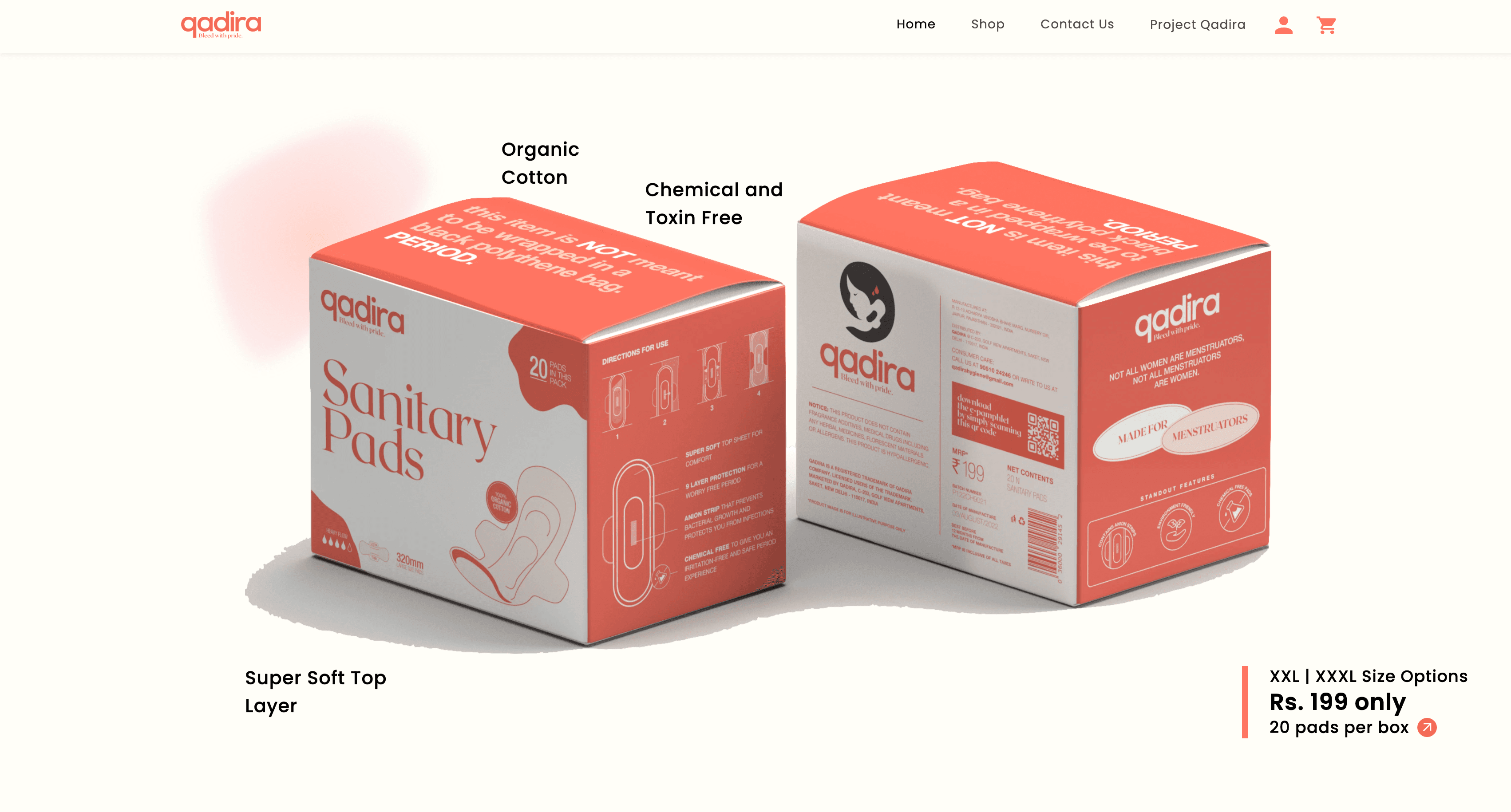 Qadira — E-commerce, Women's Health website
